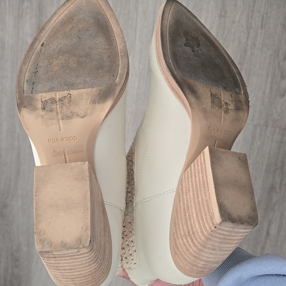 Dolce Vita Cream Woven Heeled Boots - Picture 11 of 11